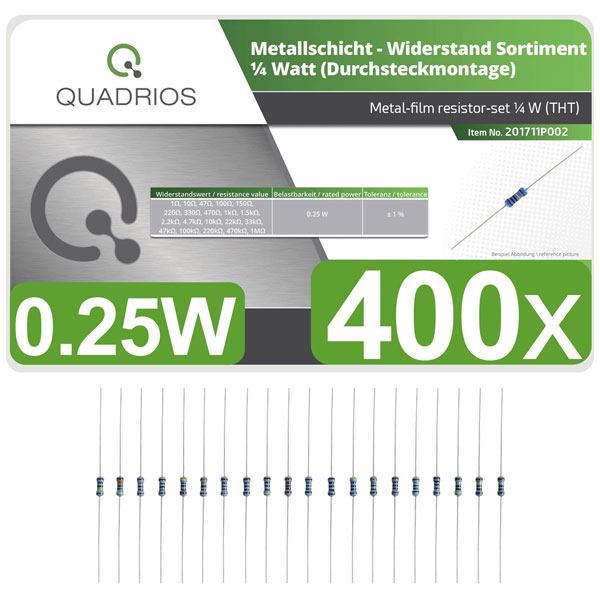 Quadrios 201711P002 metal film resistor set axial lead 0.25 W 1% 4...