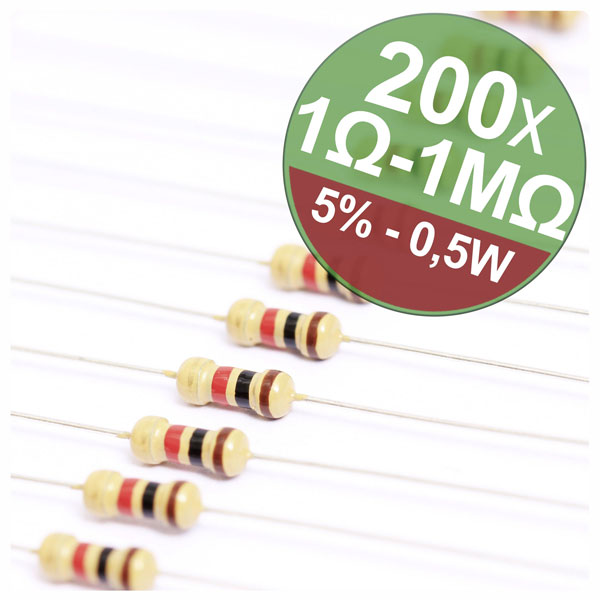 Quadrios 22P105 Set Carbon Film Resistor Axial Lead 0.5 W 5 Percen...