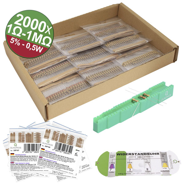 Quadrios 23P128 Carbon film resistor Axial lead 0.5 W 5 percent 20...