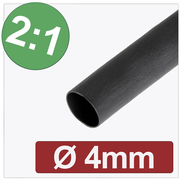 Quadrios 24CA279 Heatshrink Black 80mm 40mm 2:1 Shrinkage per metre