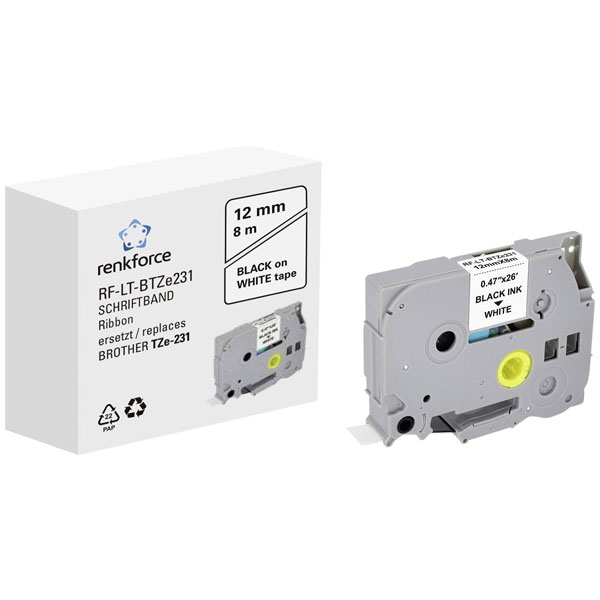 Renkforce RF-6027520 Labelling Tape White 12 mm 7 m Black Font