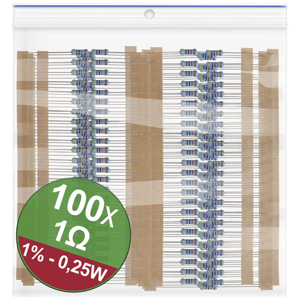 Quadrios 22P038 Metal film resistor set 1 O Axial lead 0.25 W 1%