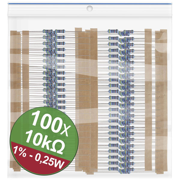 Quadrios 22P050 Metal film resistor set 10 kO Axial lead 0.25 W 1%...