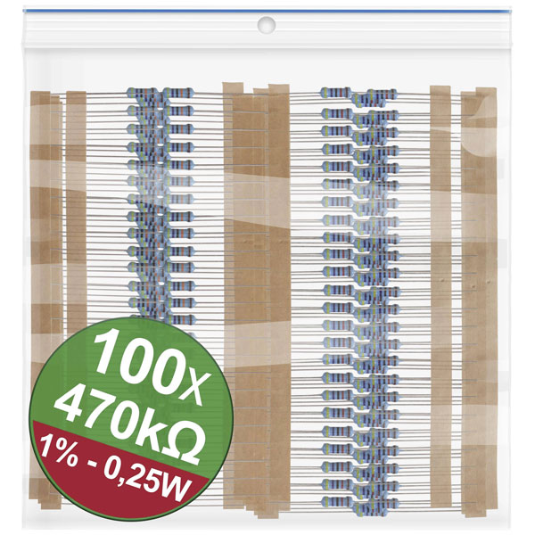 Quadrios 22P056 Metal film resistor set 470 kO Axial lead 0.25 W 1...