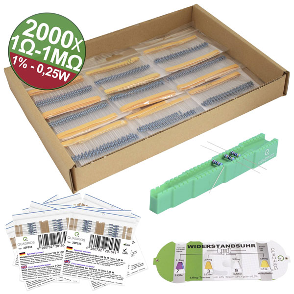 Quadrios 23P129 Metal film resistor Axial lead 0.25 W 1% 2000 pcs