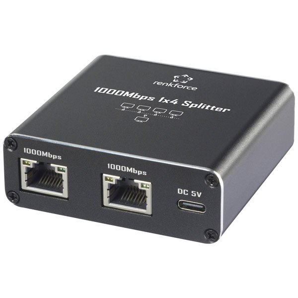 Renkforce RF-6739680 RF-GES-400 Network RJ45 switch 4 ports USB po...