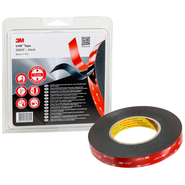 3M 5952F/IPS Tape Black Adhesive Tape 11 m x 19 mm