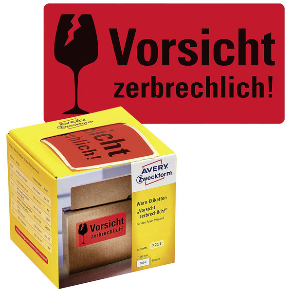 Avery-Zweckform 7211 Warning labels 100x50mm Neon red Paper Perman...