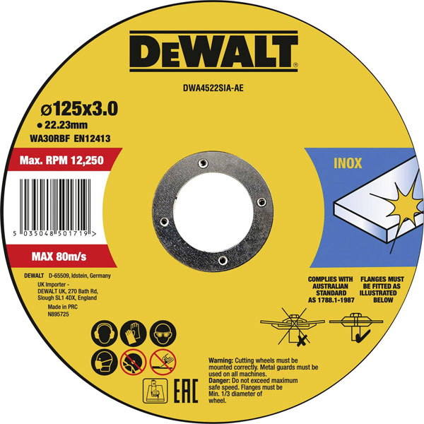 DEWALT DWA4522SIA-AE Cutting Disc Metal Stainless steel Iron 125 mm