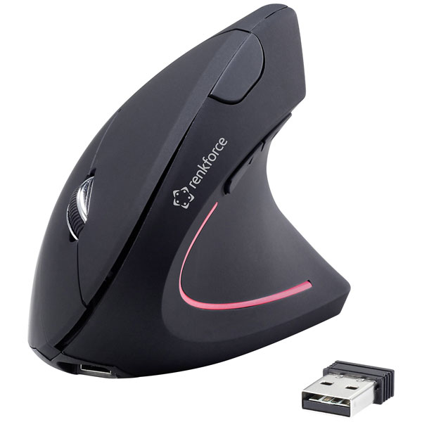 Renkforce RF-6697034 Wireless Mouse Optical Grey/Black Ergonomic R...