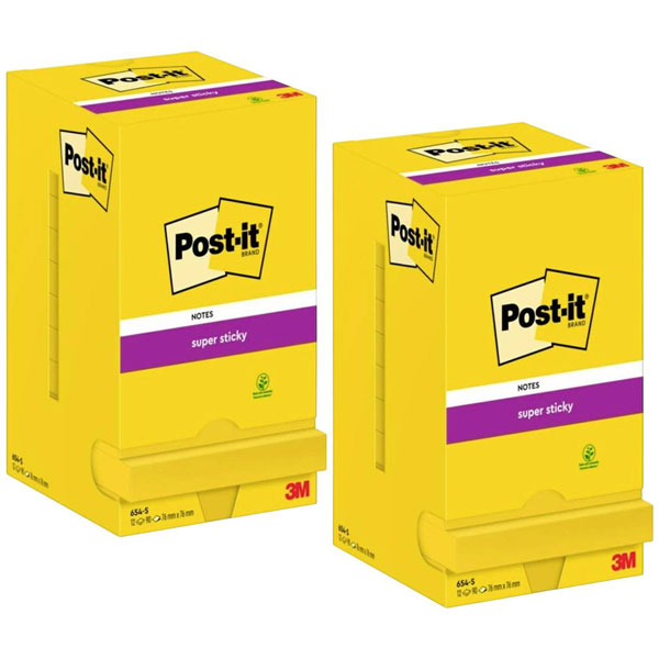 Post-it 654SSCYP12+12 Sticky Notes Yellow 76mm x 76mm 24 pcs