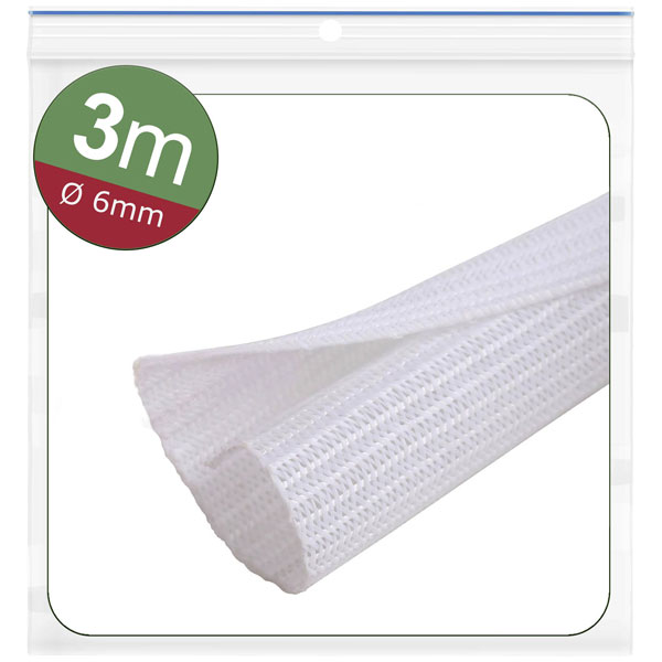 Quadrios 24CA469 Braided Hose White Polyester 6-7mm 3m Pneumatics ...