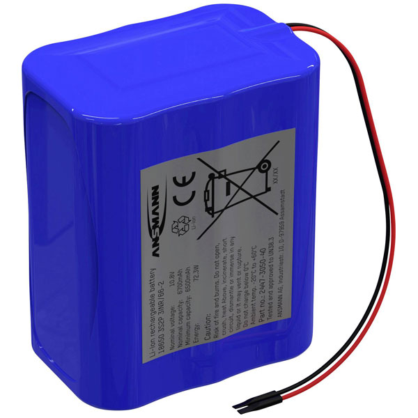 Ansmann 2447-3050-40 Akkupack 6x 18650 Li-Ion 10.8V 6700mAh Rechar...
