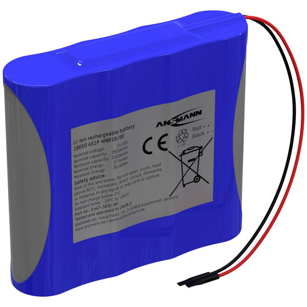 Ansmann 2447-3032-60 Battery pack 4x Li-Ion 14.4V 2600mAh Rechargeable