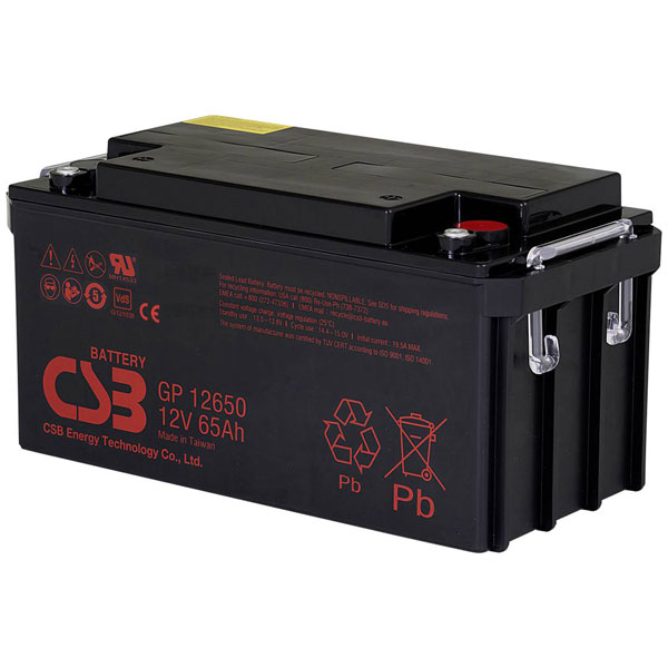 CSB Battery GP12650 VRLA AGM Rechargeable Battery 65 Ah 12V
