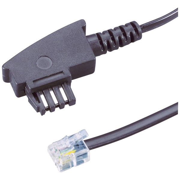 Basetech BT-1602127 Fax Cable TAE-N RJ11 6p4c Black 6m