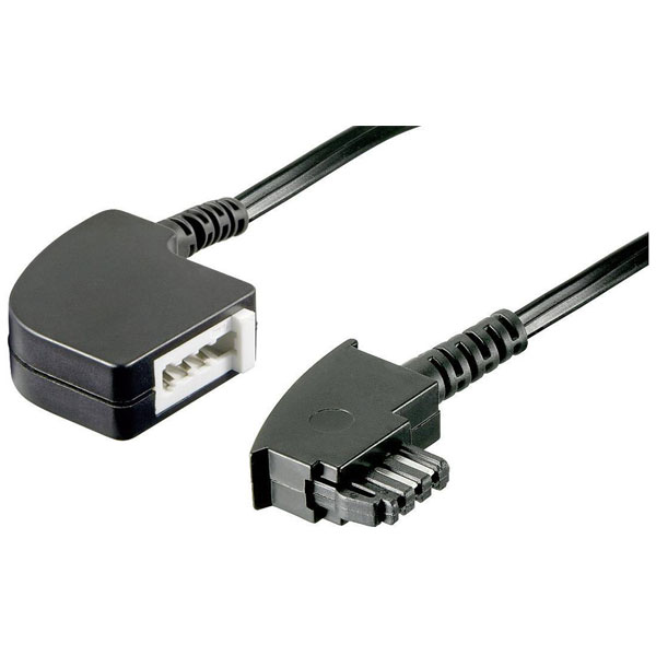 Basetech BT-1602117 Phone Cable extension Black 6m TAE-F plug to c...