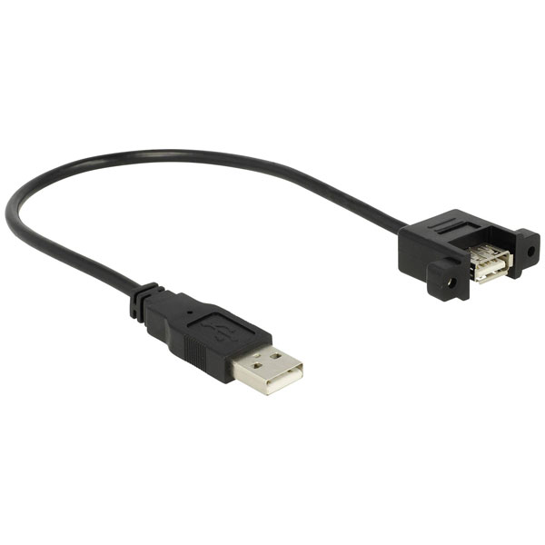 Delock 85462 USB cable USB-A plug/socket Black gold plated 0.25m