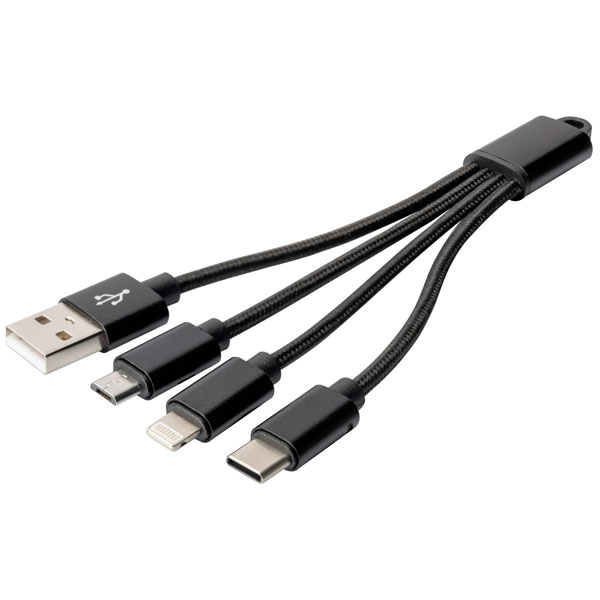 Digitus DB-300160-002-S Charging cable USB-A to 3x 0.15m for Apple...