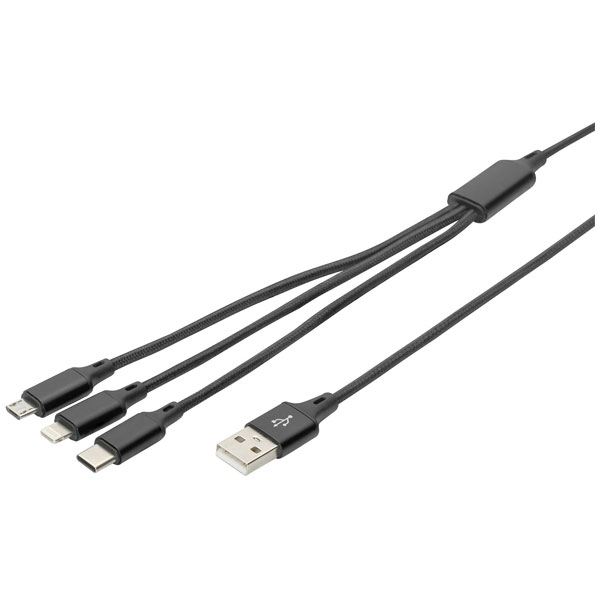 Digitus AK-300160-010-S USB cable Apple Lightning USB-C USB-A 1m B...
