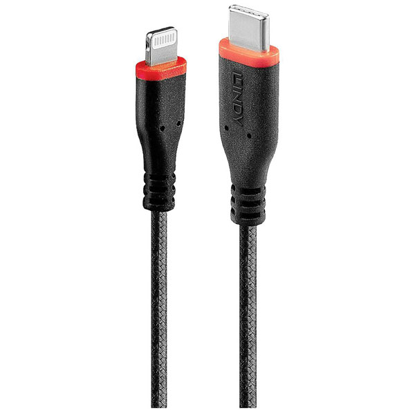 LINDY 31319 USB cable USB 2.0 Apple Lightning plug USB-A plug Blac...