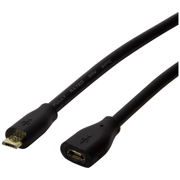 LogiLink CU0121 USB cable USB 2.0 Micro-B plug to socket 1m Black