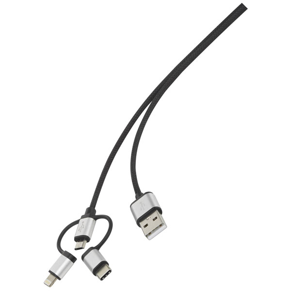 Renkforce RF-3334578 USB cable Dark grey sleeve USB-A/C/Micro-B/Li...