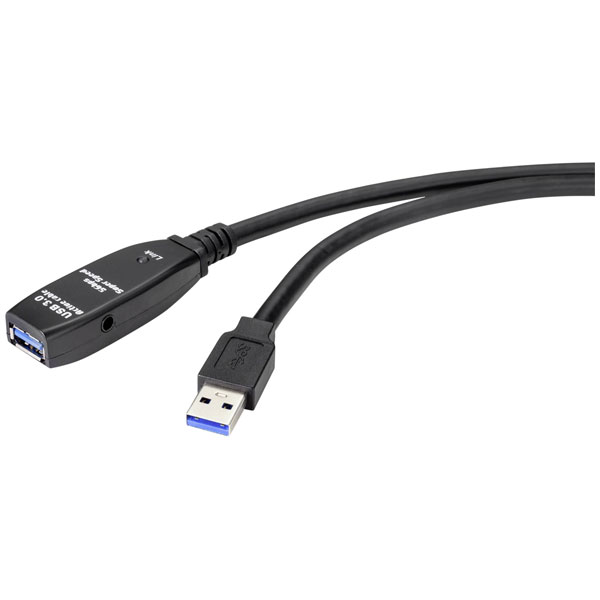 Renkforce RF-4598344 USB cable USB 3.2 black 5m USB-A plug to USB-...