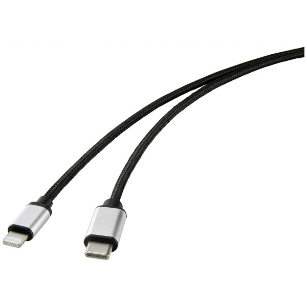 Renkforce RF-4353448 USB cable USB-C to Lightning 2m Black