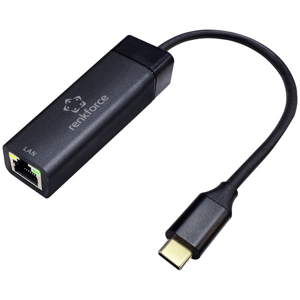 Renkforce RF-6771844 USB-C RJ45 Adapter 15 cm PVC USB 3.2 Gen 1 to...