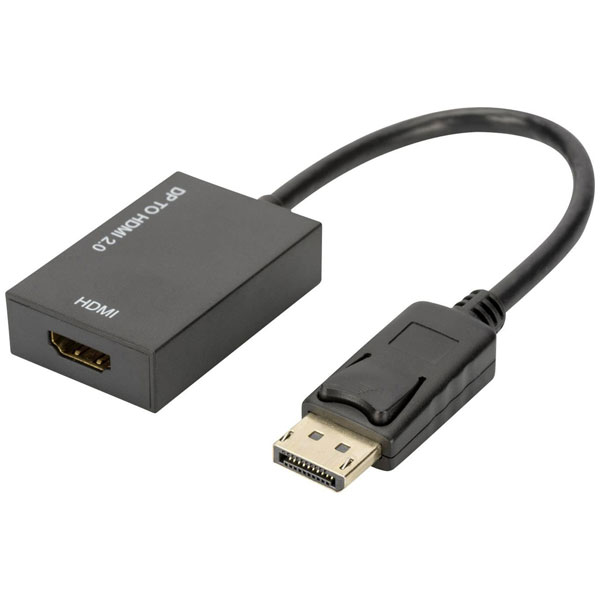 Digitus Ak-340415-002-S Displayport HDMI Adapter Black 20Cm 4K UHD...