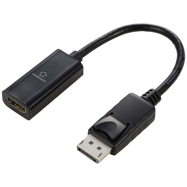 Renkforce Rf-5596324 Adapter Displayport HDMI Black 4K UHD 23cm