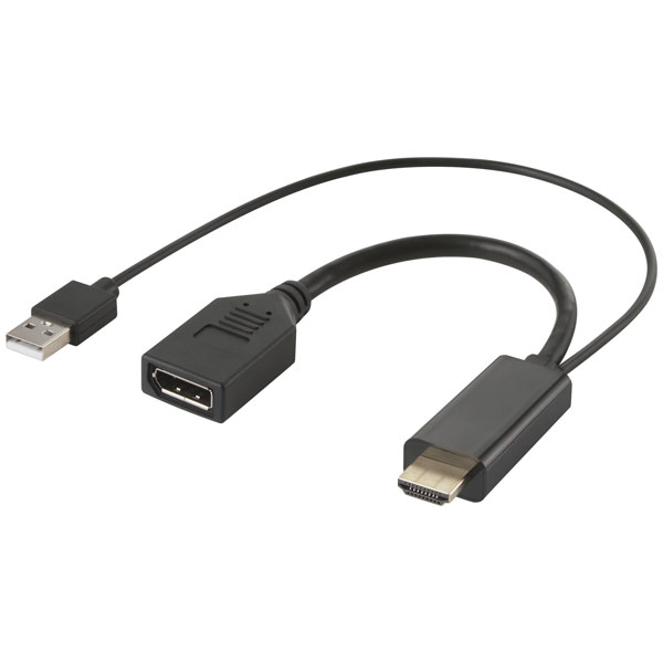 Renkforce Rf-4777274 HDMI Displayport Adapter Black 4K UHD 15cm
