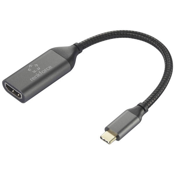Renkforce Rf-5234038 Adapter Black Braided 15cm USB-C To HDMI