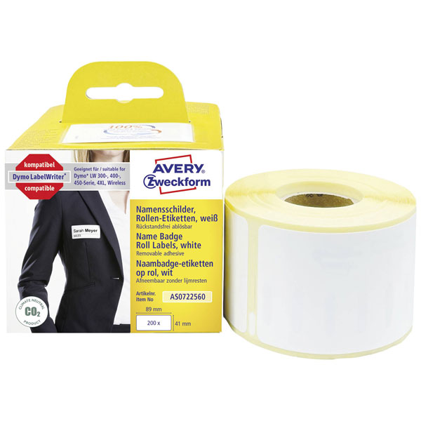 Avery-Zweckform As0722560 Label Roll 41X89mm White Film Removable ...