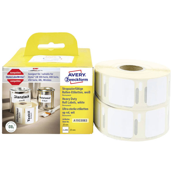 Avery-Zweckform A1933083 Labels 25X25mm White Film All-Purpose 1 Set