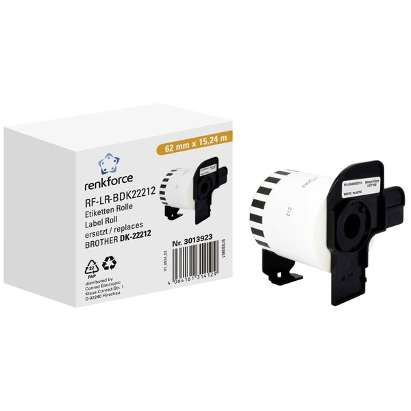 Renkforce Rf-6027846 Label Roll White Paper 62mm X 15.24M Permanen...