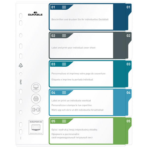 Durable 679327 Index A4+ 1-5Multicolour 5 Dividers Filing Folder