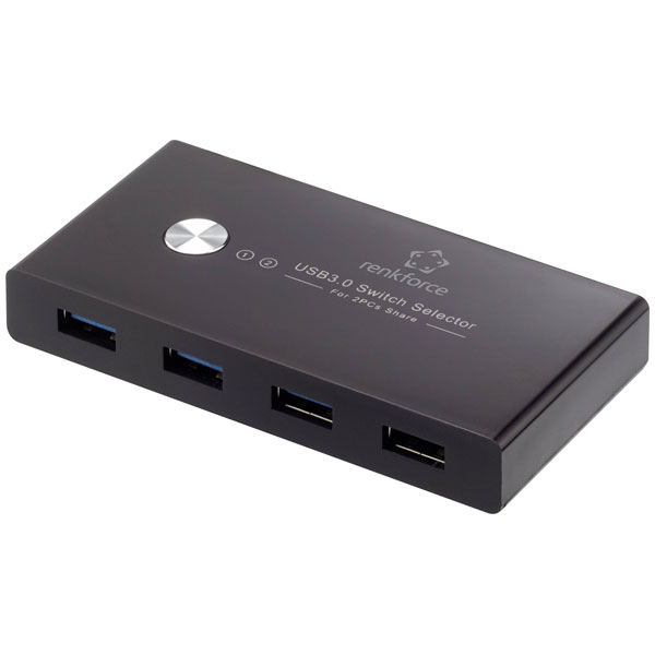 Renkforce RF-4474114 RF-SHB-200 USB 3.2 Gen 1 hub switch 4 ports black