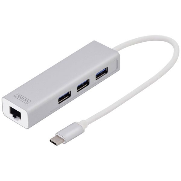 Digitus DA-70255 USB hub 3+1 ports Ethernet port Silver