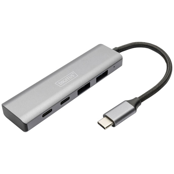 Digitus DA-70246 USB 3.1 hub 1st Gen 4 ports Aluminium Dark grey