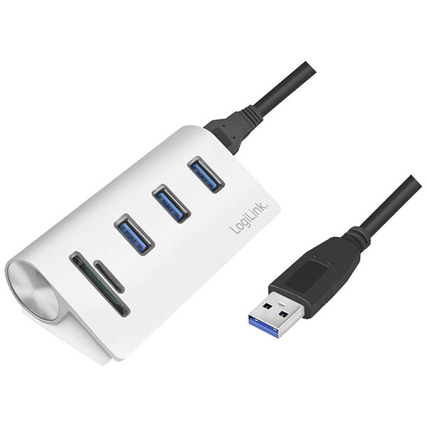 LogiLink UA0391 hub Aluminium grey USB 3.0 multi-port splitter