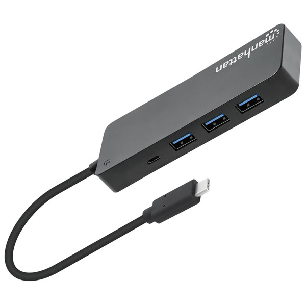 Manhattan 181075 USB 3.0 hub Aluminium casing USB C connector Spac...