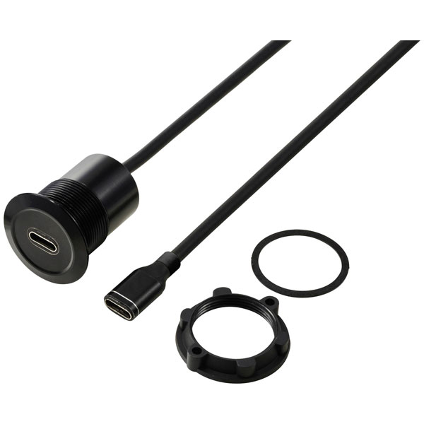 TRU COMPONENTS TC-13376304 USB-C 3.1 socket/socket cable black 1 m...