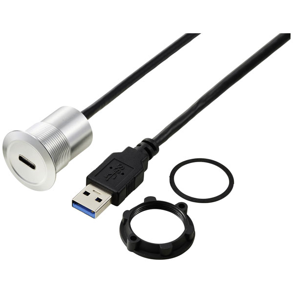 TRU COMPONENTS TC-13376308 USB-C 3.1 to USB-A 1m cable silver sing...