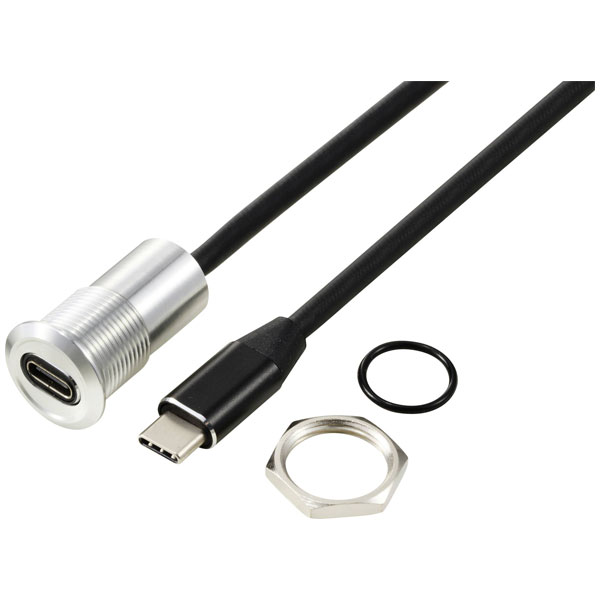 TRU COMPONENTS TC-13376324 Socket/Plug Silver USB-C 3.1 Cable 1m