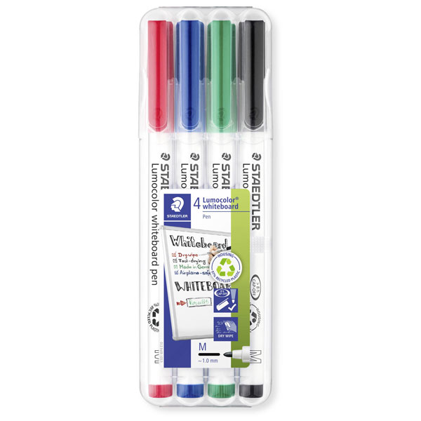 Staedtler 301 WP4 Lumocolor whiteboard pen 4 pcs black red blue green