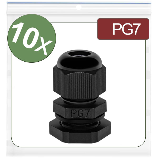 Quadrios 24CA378 Cable gland PG7 Polyamide Black Pack of 10