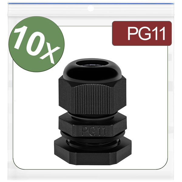 Quadrios 24CA380 Cable gland PG11 Black Polyamide 10 pcs