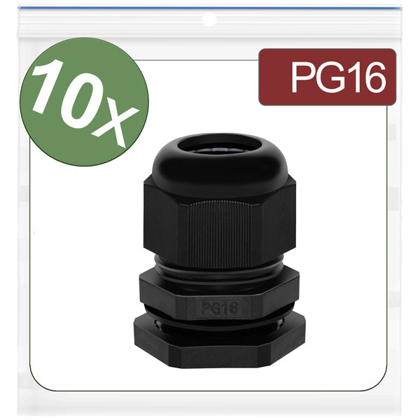 Quadrios 24CA382 Cable gland PG16 Polyamide Black 10 pcs